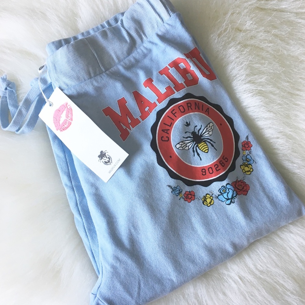 🐝🆕 Wildfox ஐ Malibu Crest Sweatpants ஐ Blue - Picture 8 of 8
